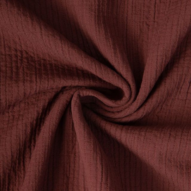 Tissu Coton surpiqué uni Marron