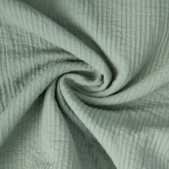 Tissu Coton surpiqué uni Vert amande