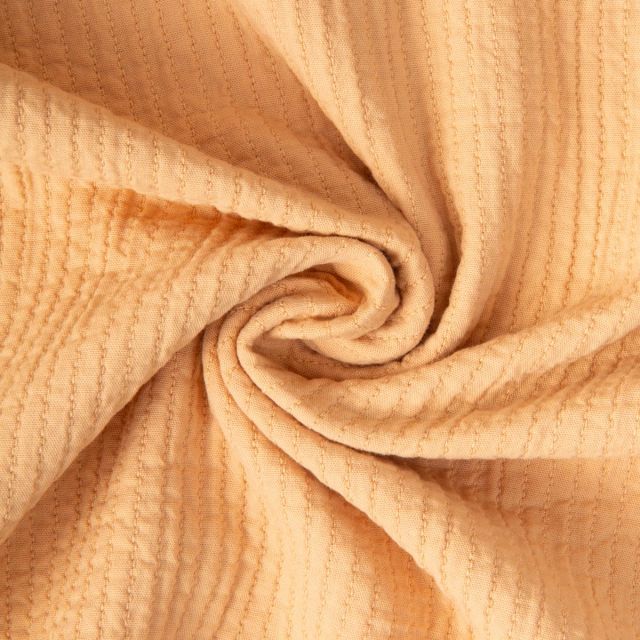 Tissu Coton surpiqué uni Jaune