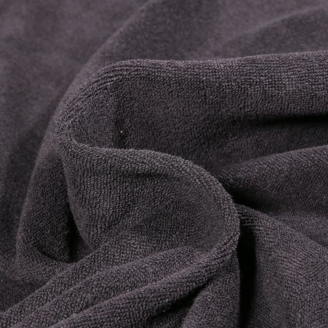 Tissu Jersey Velours Eponge Lua uni Noir