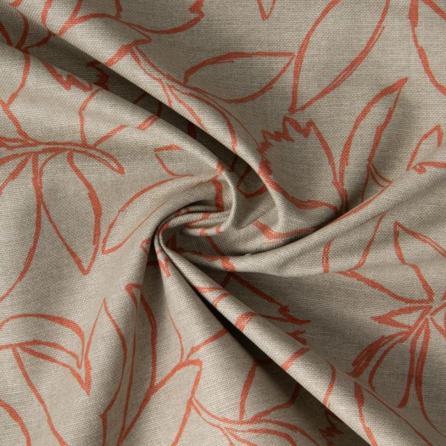 Tissu Toile de Coton Demi Natté Kiago Camel sur fond Vert kaki