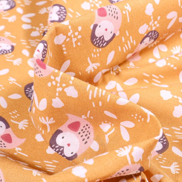 Tissu Coton imprimé Arty Kidia sur fond Jaune