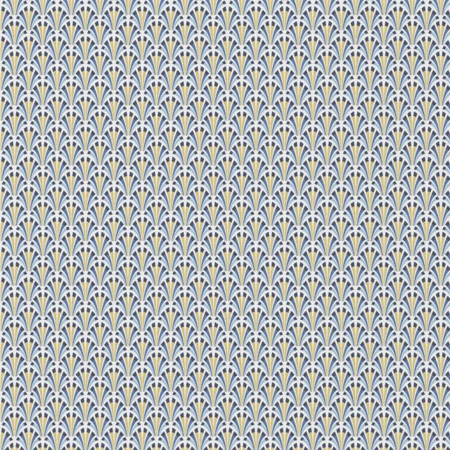 Tissu Coton imprimé Kolius bleu sur fond Blanc - Coupon de 20 cm