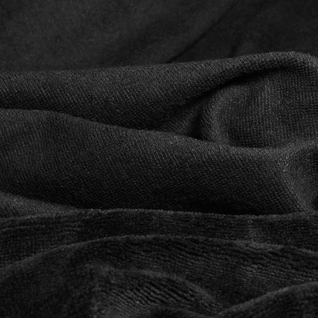 Coupon Tissu Micro Éponge Bambou Noir - Coupon de 40 cm