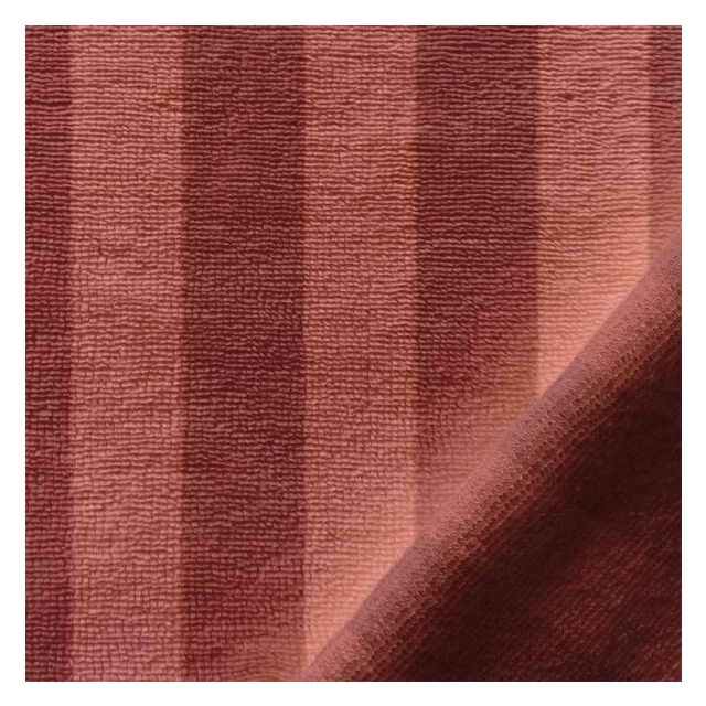 Tissu Micro Eponge Bambou à rayures Marsala et Paprika - Par 10 cm