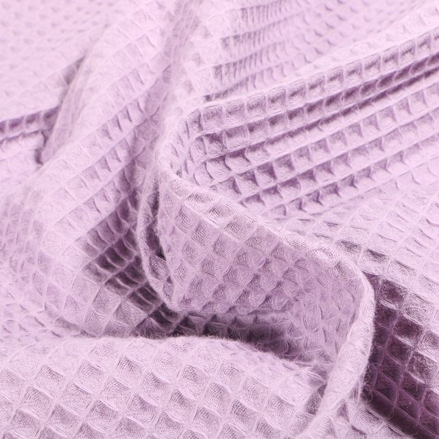 Coupon Tissu Nid d'abeille Lilas - Coupon de 30 cm