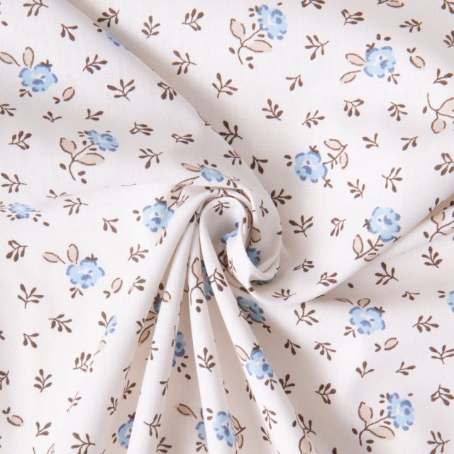 Tissu Coton imprimé Arty Fleuris Olymp sur fond Ecru