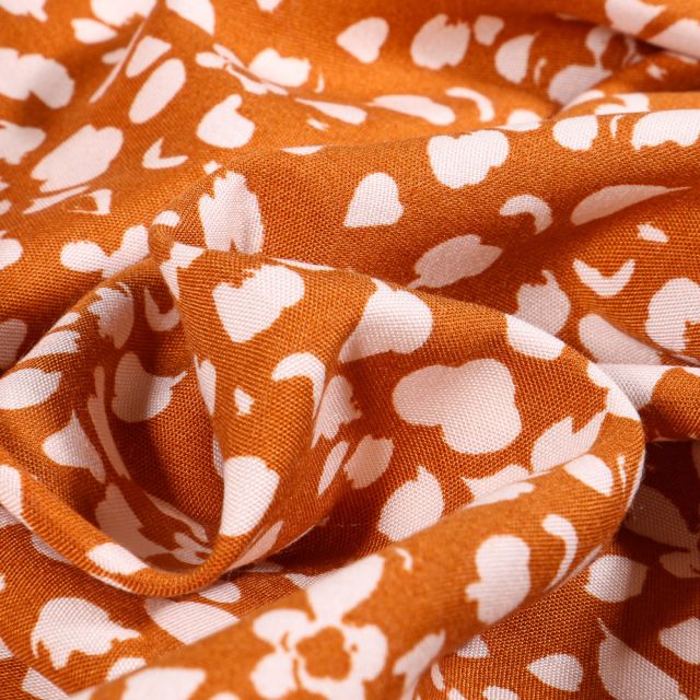 Coupon Tissu Viscose Arty Rello sur fond Ocre - Coupon de 20 cm