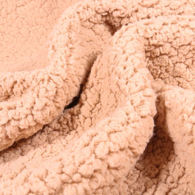 Coupon Tissu Fausse fourrure Sherpa Beige - Coupon de 30 cm