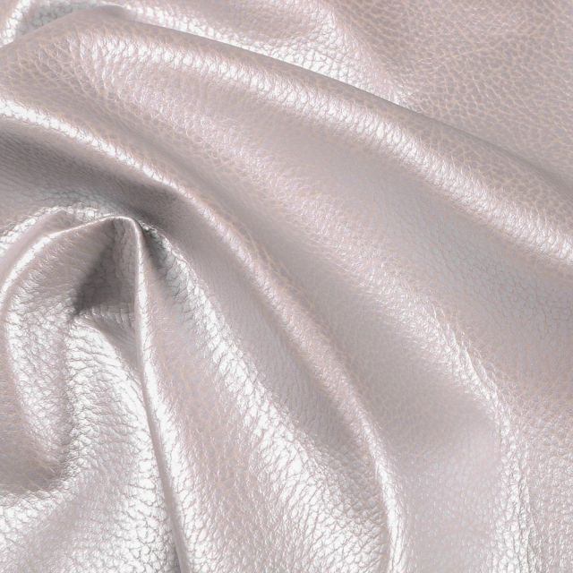 Coupon Simili cuir d'ameublement uni Métal Argent - 50 x 70 cm
