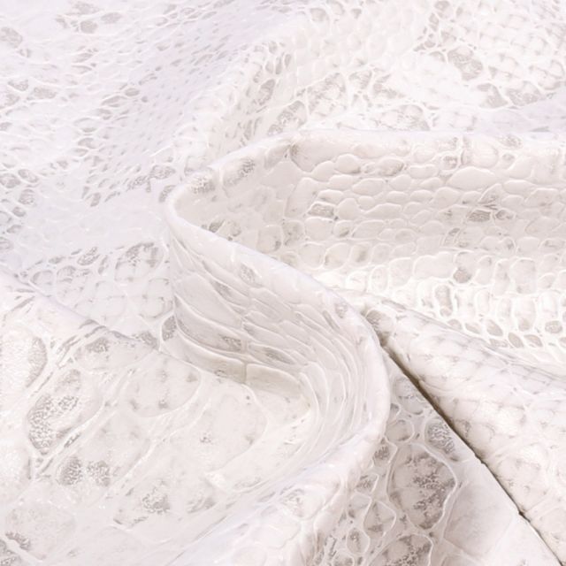 Coupon Simili cuir Croco snake Blanc - 50 x 70 cm
