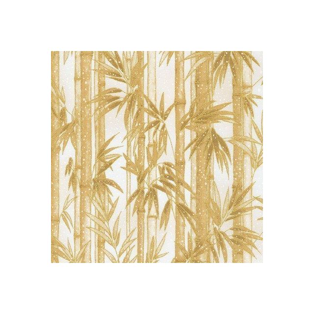 Tissu Coton Robert Kaufman Imperial collection Bambou sur fond Blanc cassé - Par 10 cm