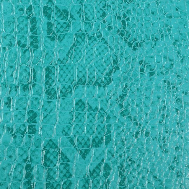 Coupon Simili cuir Croco snake mat Bleu canard - 50 x 70 cm