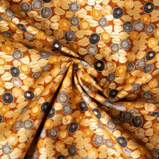 Tissu Gustav Klimt Grains dorés sur fond Noir