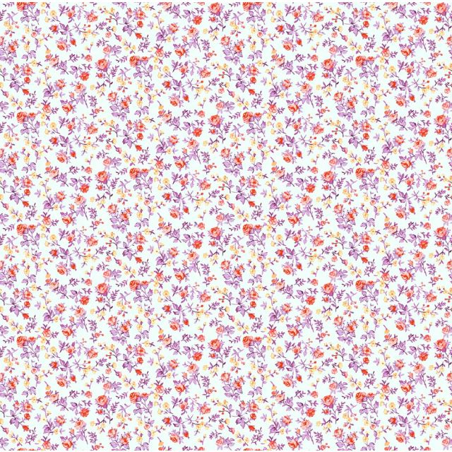 Tissu Coton imprimé Fleuris Aldo lilas sur fond Blanc