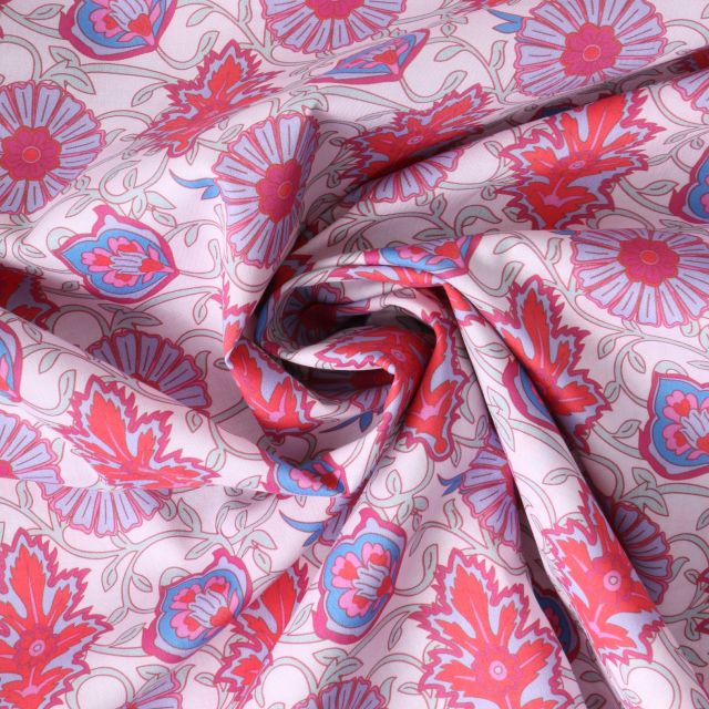 Tissu Coton imprimé indien Aarohi sur fond Blanc