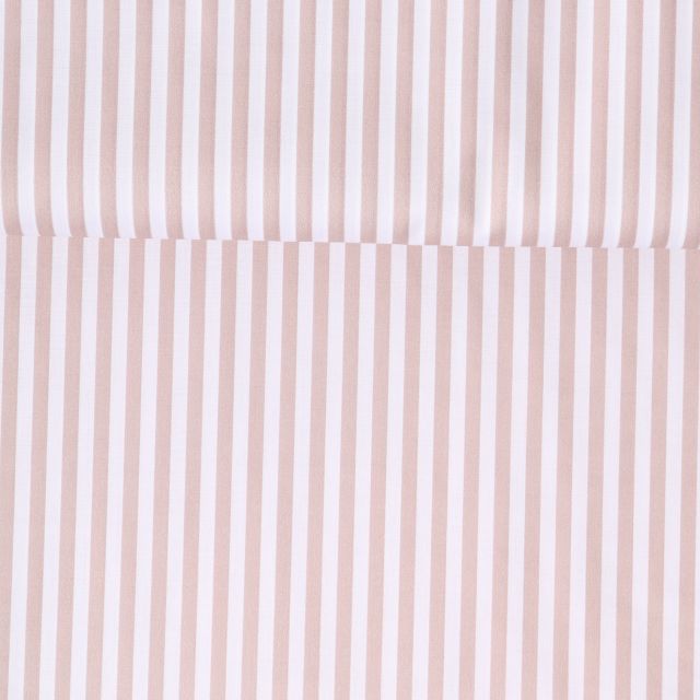Tissu Coton imprimé  rayé Lisalou sur fond Beige