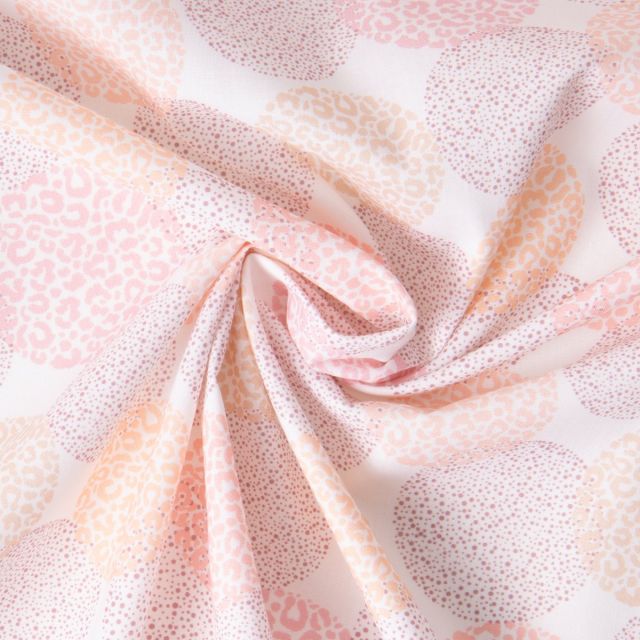 Tissu Coton imprimé Ronds confettis sur fond Blanc