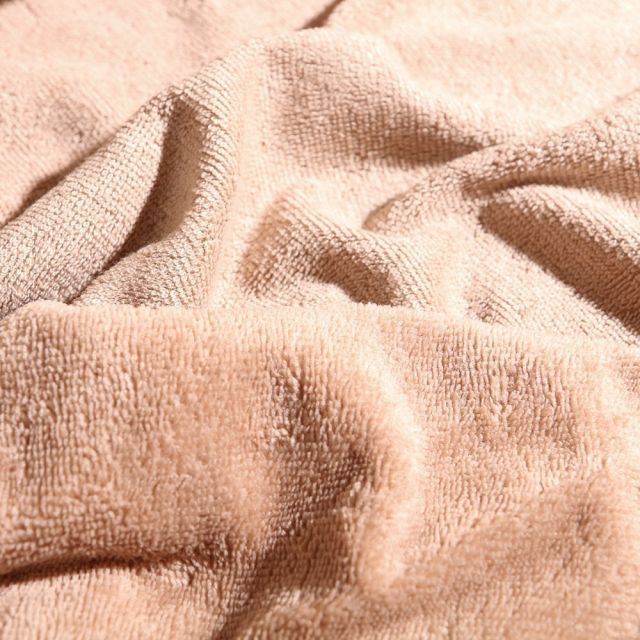 Tissu Éponge réversible Bambou envers polyester tout doux Taupe - Par 10 cm