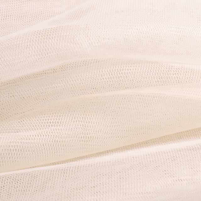 Coupon Tissu Tulle souple grande largeur uni Blanc cassé - Coupon de 400 cm