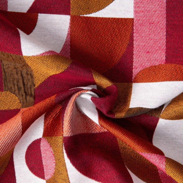 Tissu Jacquard Psychédélique sur fond Prune