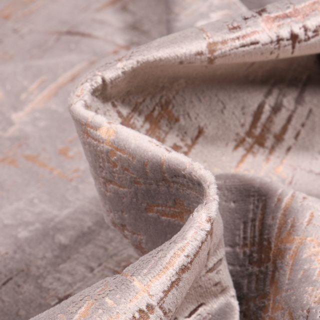Tissu Velours d'ameublement Astral sur fond Gris perle