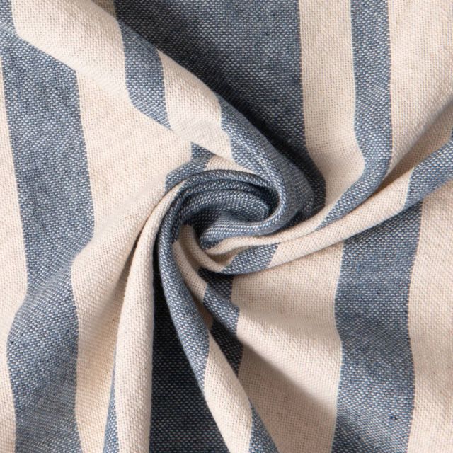 Tissu Coton d'ameublement Bernadette Rayures Blanc cassé