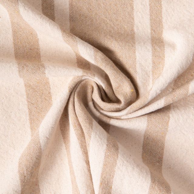Tissu Coton d'ameublement Bernadette Rayures Beige