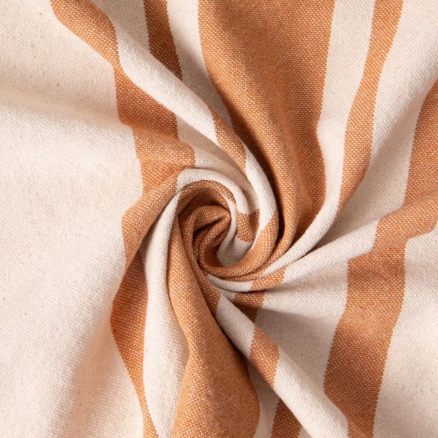 Tissu Coton d'ameublement Bernadette Rayures Cassonade