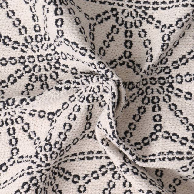 Tissu Jacquard Bong sur fond Ecru