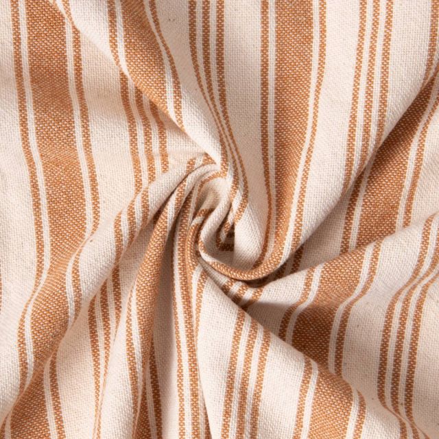 Tissu Coton d'ameublement Eugene Rayures Cassonade