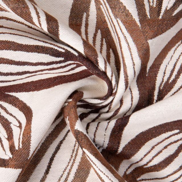 Tissu Jacquard d'ameublement Soan cabosses Cacao sur fond Ecru