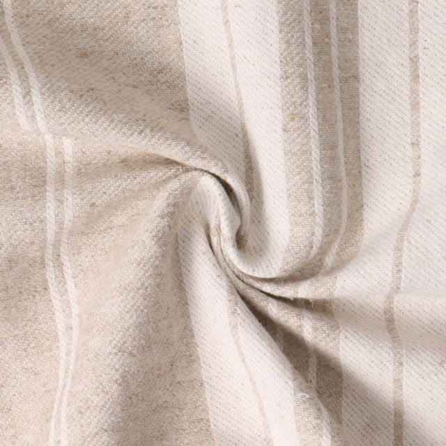 Tissu Jacquard Lina rayures Blanches sur fond Beige