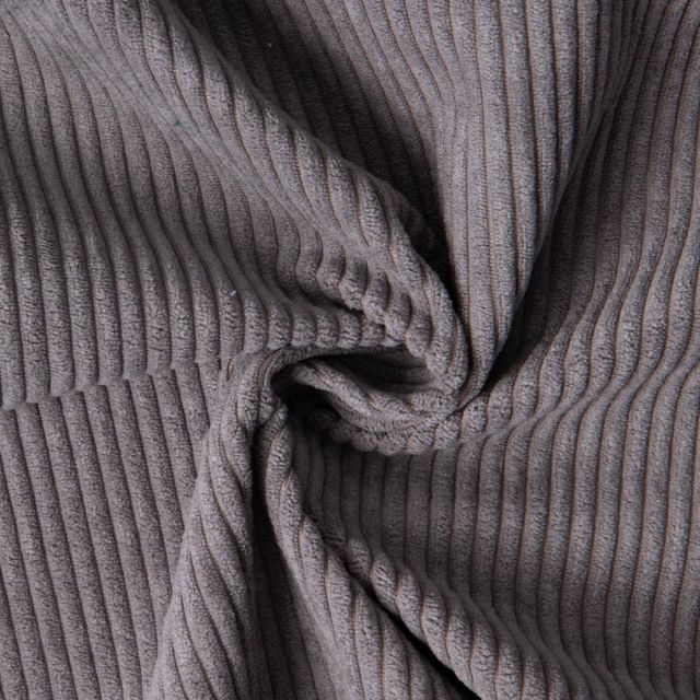 issu Velours d'ameublement côtelé Emy uni Gris anthracite