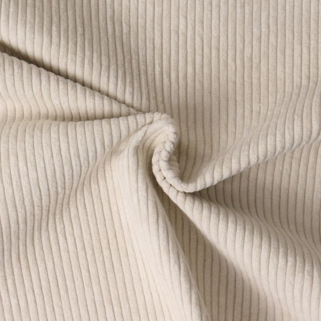 Tissu Velours d'ameublement côtelé Emy uni Ecru
