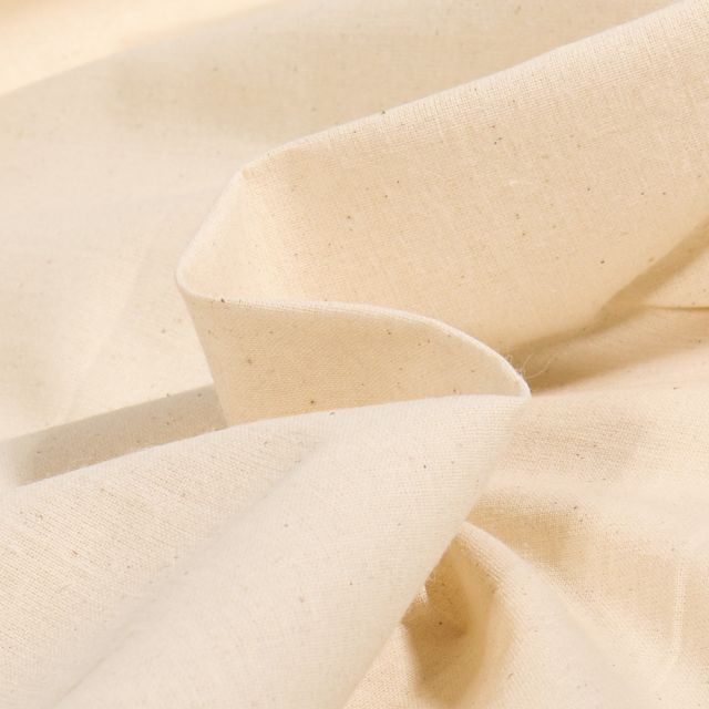 Coupon Tissu Coton uni Beige décrué - Coupon de 90 cm