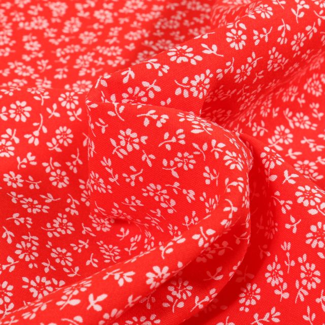 Tissu Viscose Arty Lison sur fond Rouge