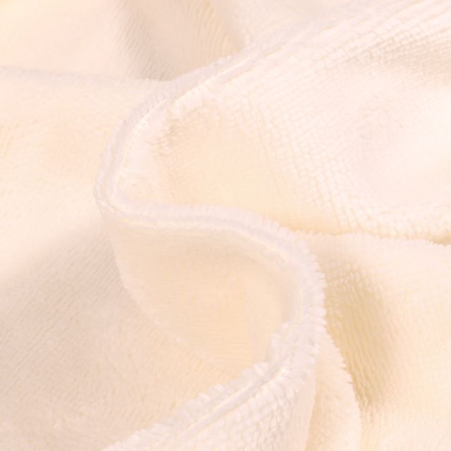 Coupon Tissu Micro Éponge Bambou Téa Ecru - Coupon de 30 cm