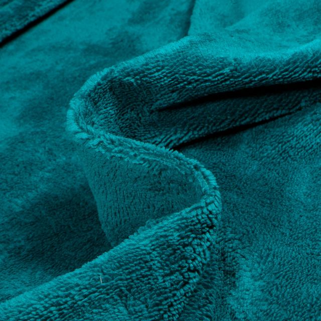 Tissu Micro Éponge Bambou Téa Bleu paon - Coupon de 30 cm