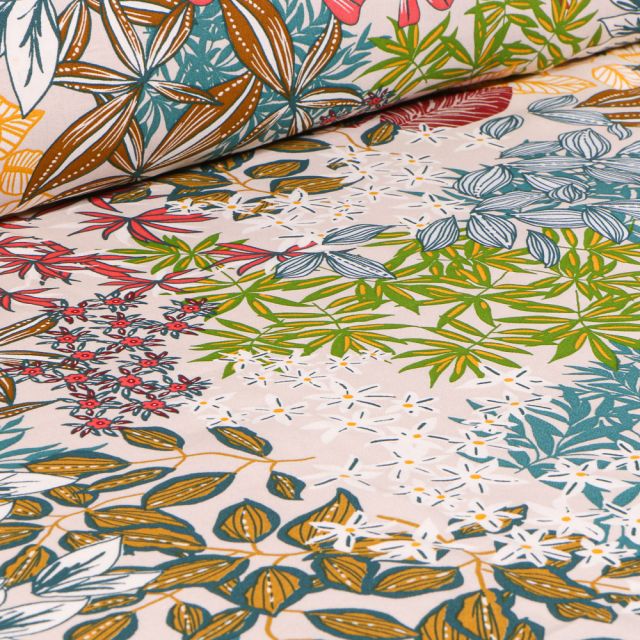 Tissu Viscose Arty Nolwenn sur fond Beige