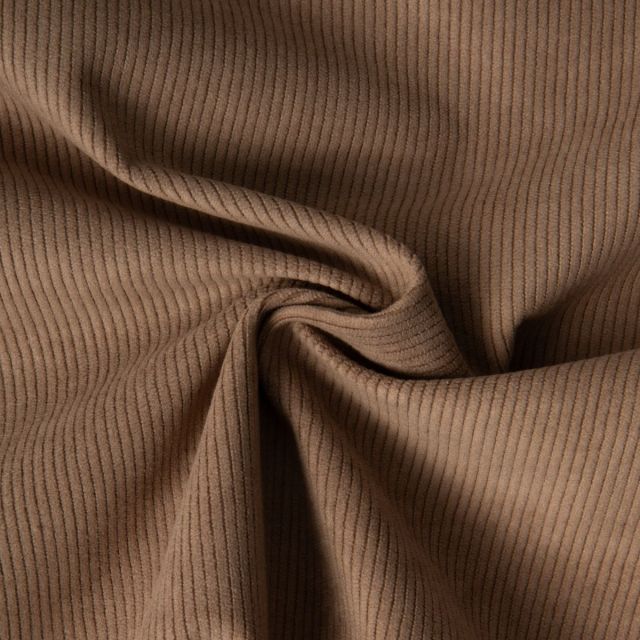 Tissu Velours d'ameublement côtelé Lena Taupe - Par 10 cm