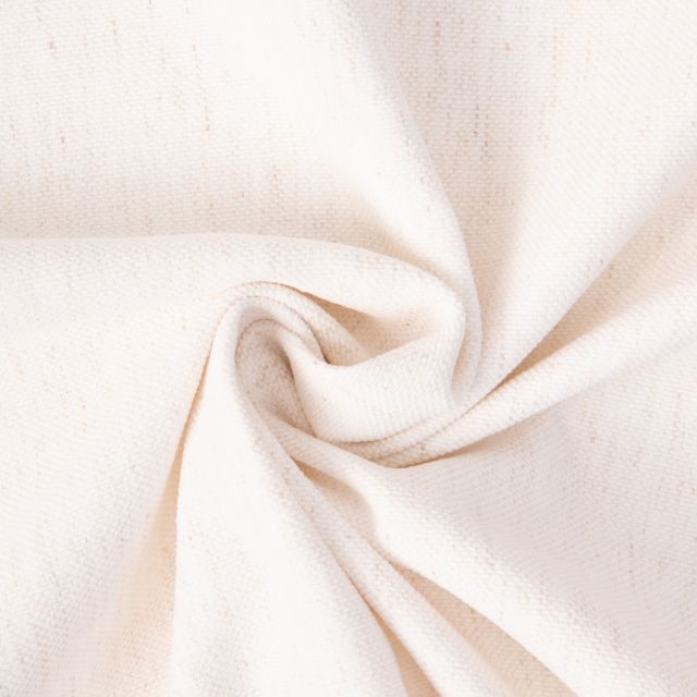 Tissu Lin d’ameublement toucher velours et envers antidérapant uni Blanc chiné