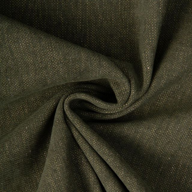 Tissu Lin d’ameublement toucher velours et envers antidérapant uni Vert kaki