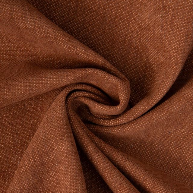 Tissu Lin d’ameublement toucher velours et envers antidérapant uni Marron