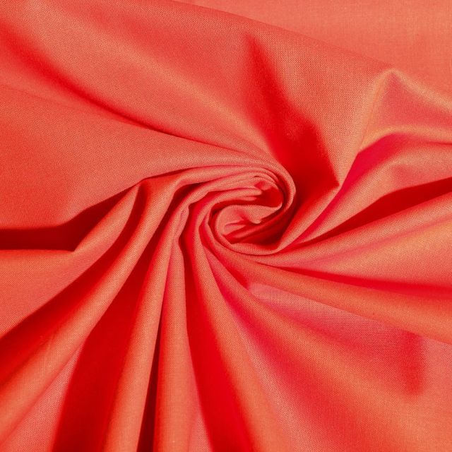 Tissu Coton uni Rouge orangé - Par 10 cm