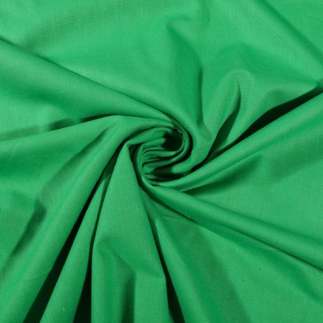 Tissu Coton uni Vert vif - Par 10 cm