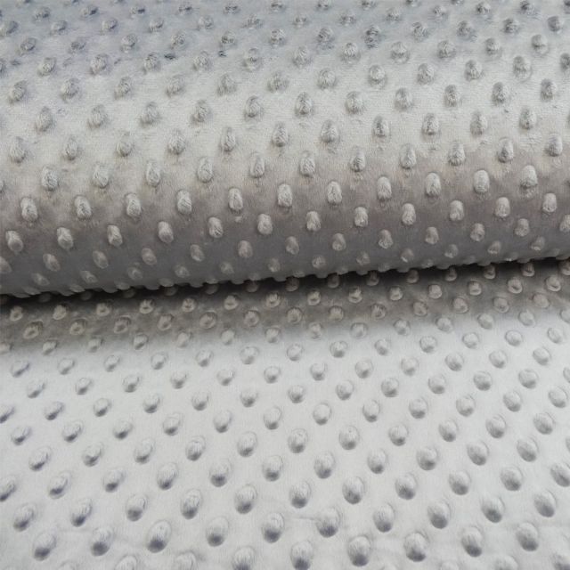 Coupon Tissu Minky Ultra doux Pois Acier - Coupon de 100 cm