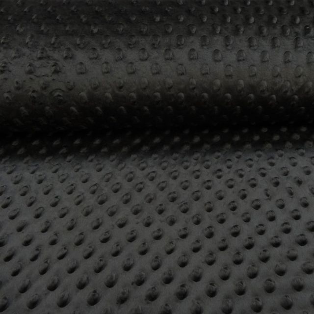 Coupon Tissu Minky Ultra doux Pois Noir - Coupon de 20 cm