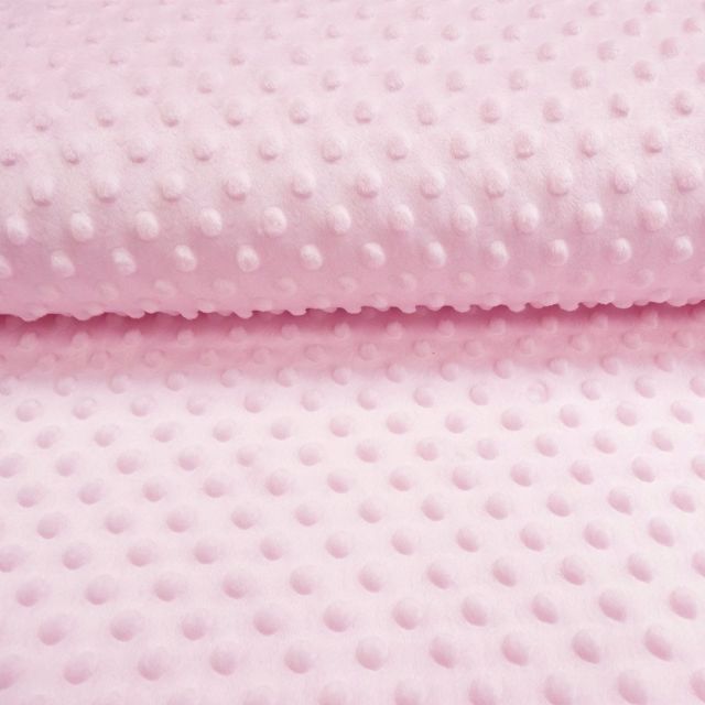 Coupon Tissu Minky Ultra doux Pois Rose layette x10cm - Coupon de 30 cm
