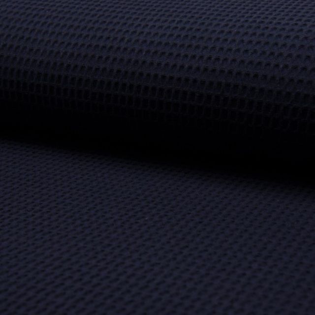 Coupon Tissu Nid d'abeille Bleu marine x10cm - Coupon de 20 cm